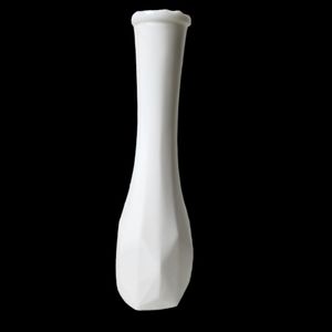 Vintage Vase E O Brody Co USA White Milk Glass Flower Bud Holder 8.5" Tall